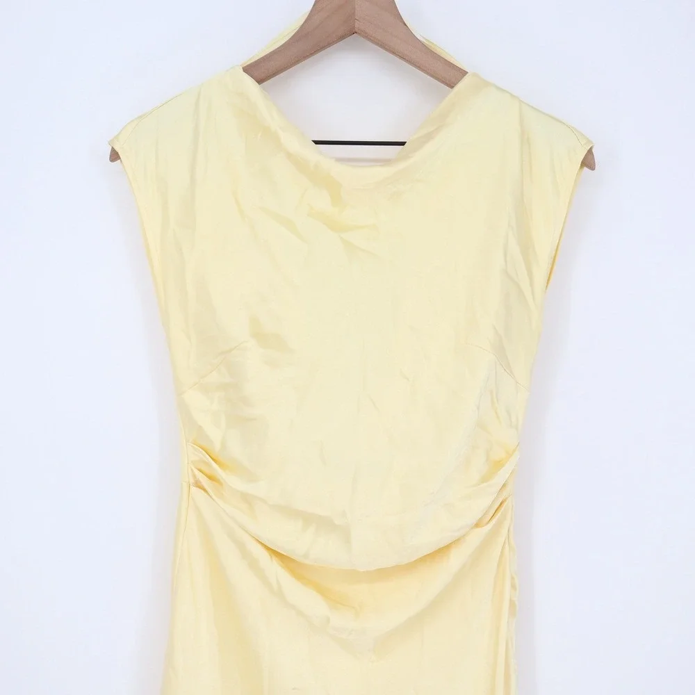 NWT Here Comes the Sun Butter Yellow Elegant Satin Maxi Dress - Picture 4 of 15